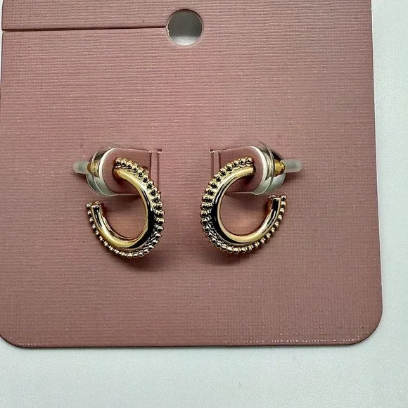 Emberly set of 2 - small gold earrings sets hoops and dangle NEW - Picture 6 of 8